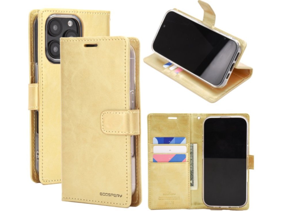 Ochranné pouzdro na iPhone 16 Pro - Mercury, Bluemoon Diary Gold