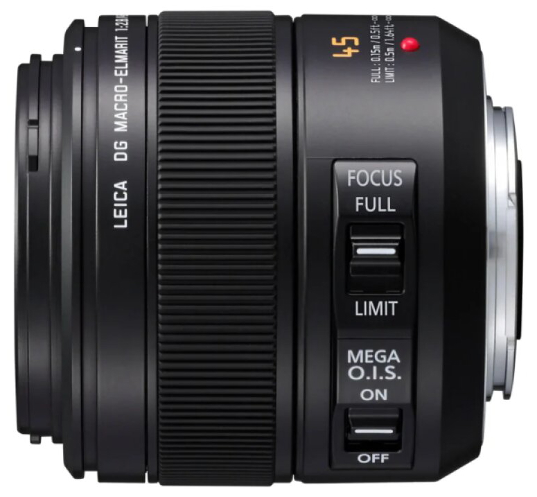 Panasonic H-ES045 LEICA DG MACRO ELMARIT makro objektiv (ohnisková vzdálenost 45mm, clona F2.8, filtr 46 mm, micro 4/3, MEGA O.I.S.)
