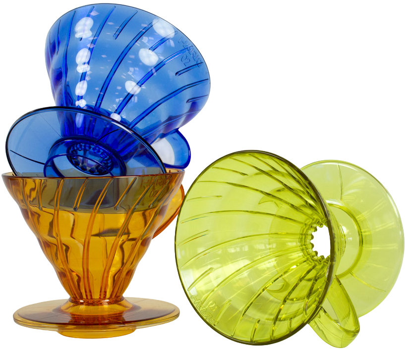 Hario plastový dripper na kávu průhledný V60-02 žlutý