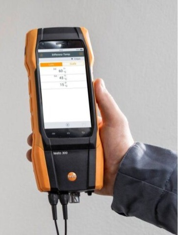 Inovativní testo 300 Longlife sada 2 - Analyzátor spalin (O2, CO s kompenzací H2 až do 30,000 ppm, NO – možnost)