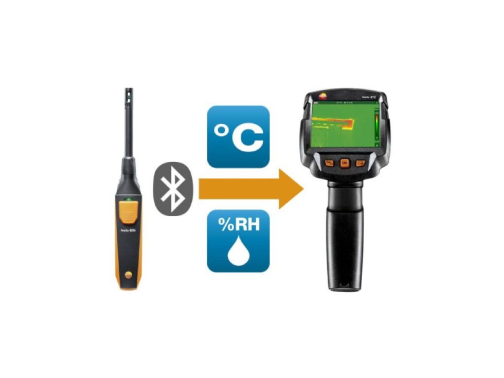 testo 872s Diagnostika budov - sada - Termokamera testo 872s s Bluetooth vlhkostní sondou testo 605i