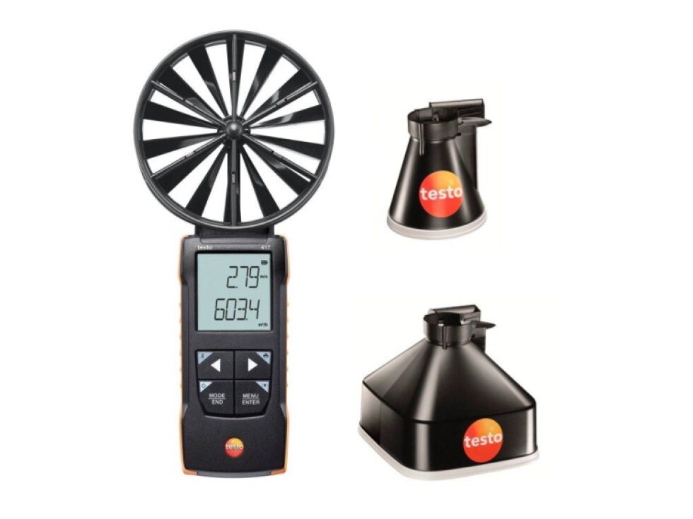testo 417 sada 1 - Vrtulkový anemometr s měřicími trychtýři