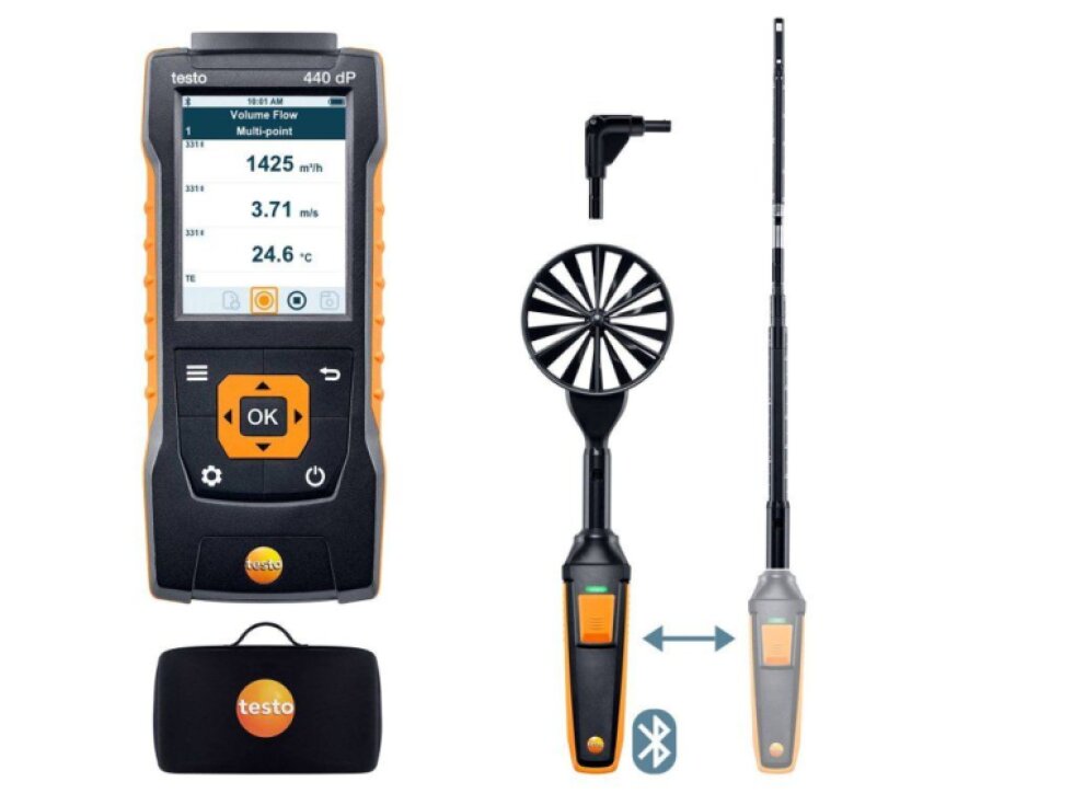 testo 440 delta P kombinovaná sada 1 pro měření proudění s BT