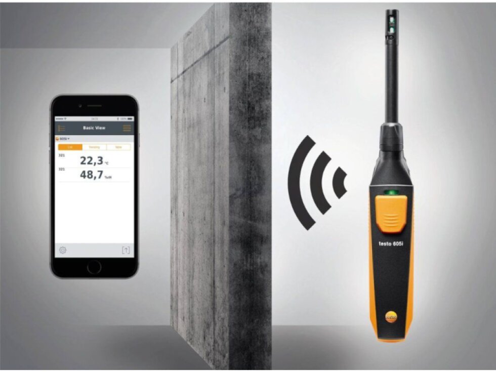 testo 605i termohygrometr ovládaný chytrým telefonem