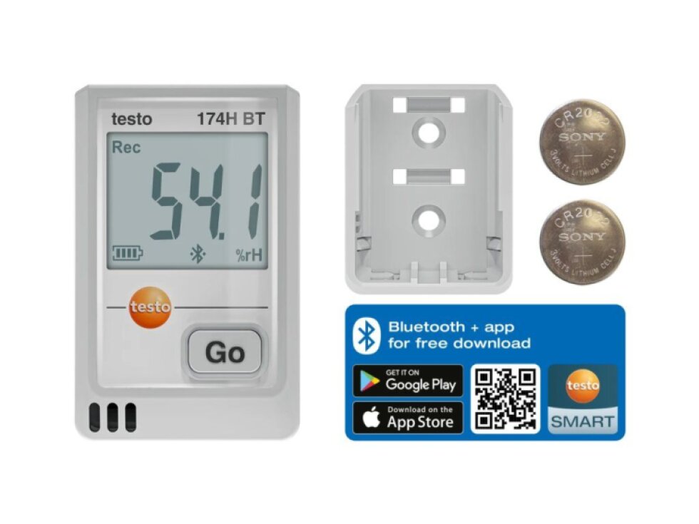 testo 174 H BT - Miniaturní záznamník pro měření teploty a vlhkosti s Bluetooth a připojením k aplikaci