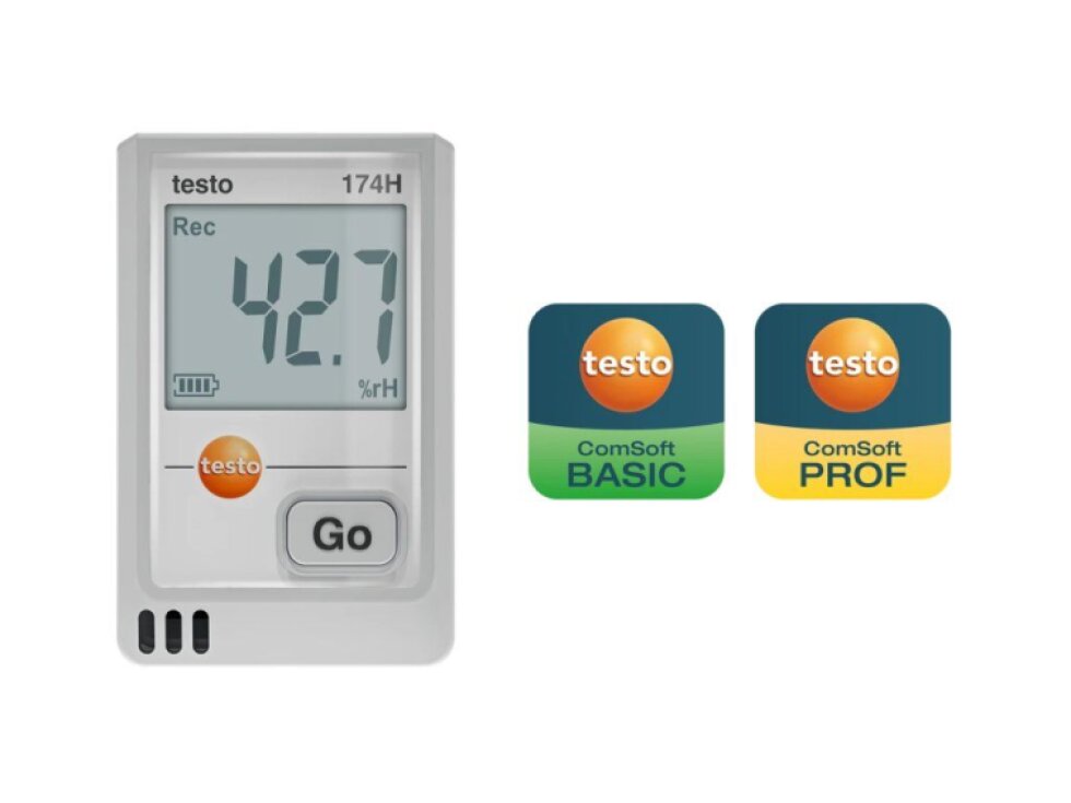 testo 174 H - Miniaturní záznamník pro měření teploty a vlhkosti s USB-C a softwarem pro PC