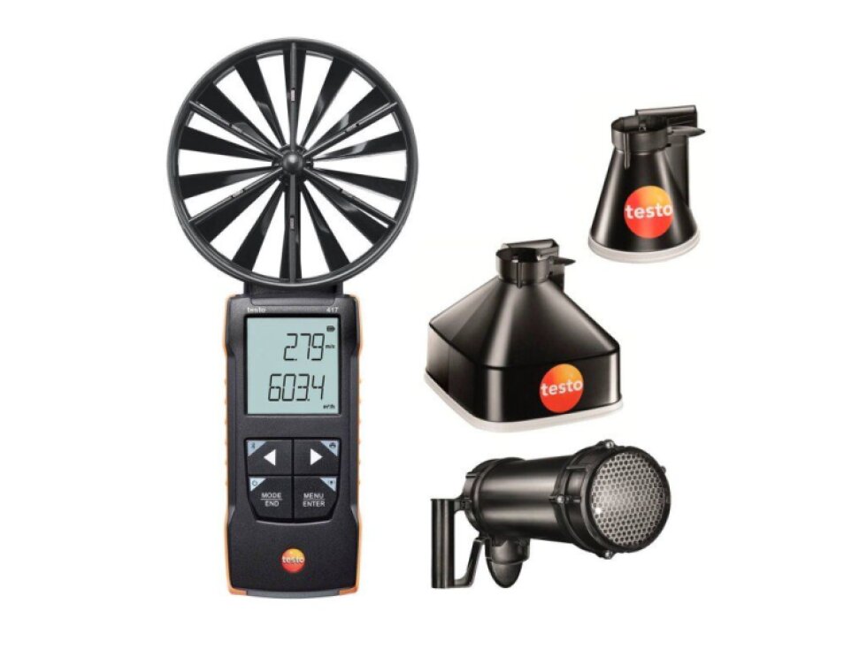 testo 417 sada 2- Vrtulkový anemometr s měřicími trychtýři a usměrňovačem proudění