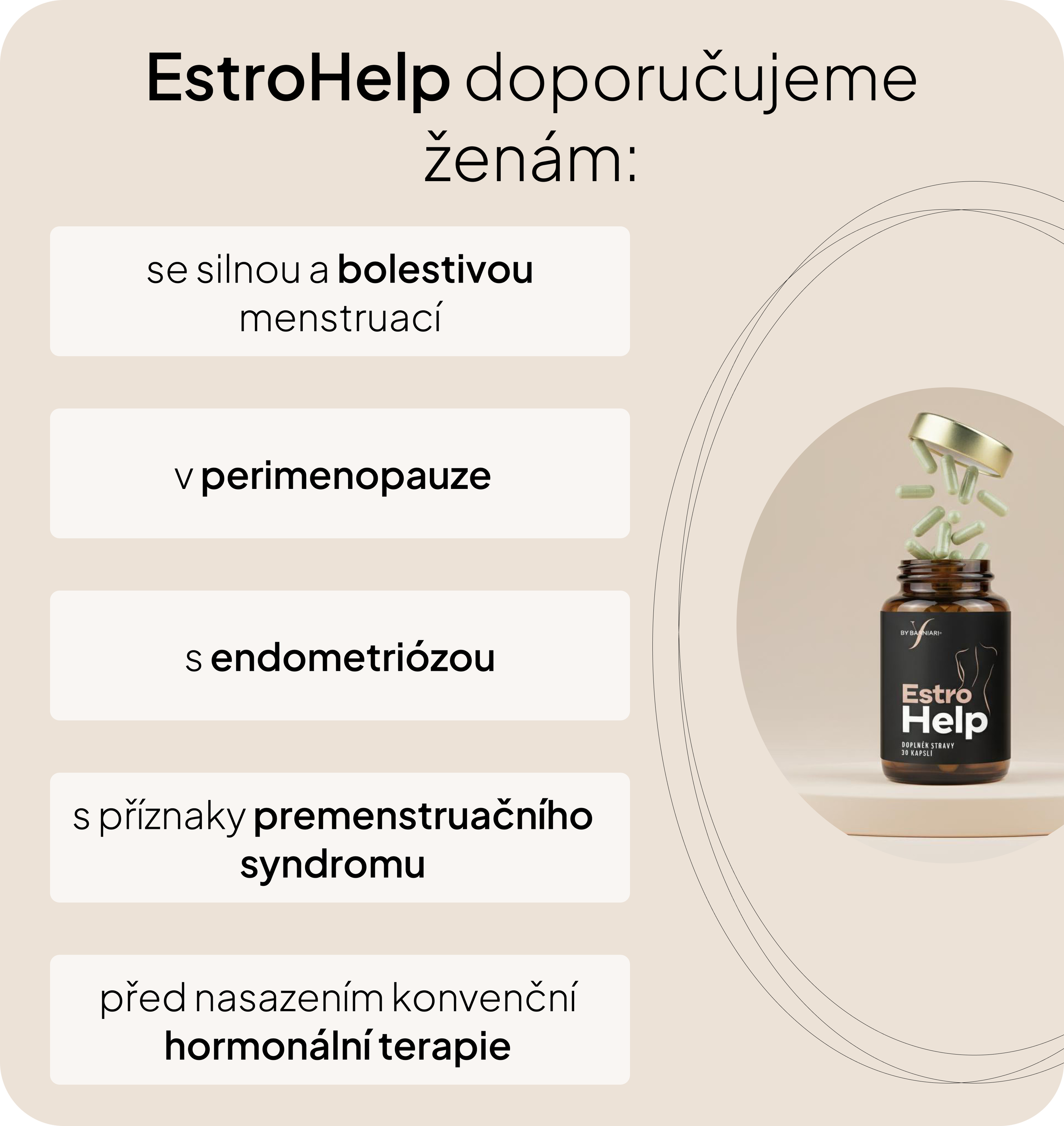 EstroHelp - produkt na bázi rostlinných látek, N-acetylcysteinu a vitamínu B6, 30 kapslí