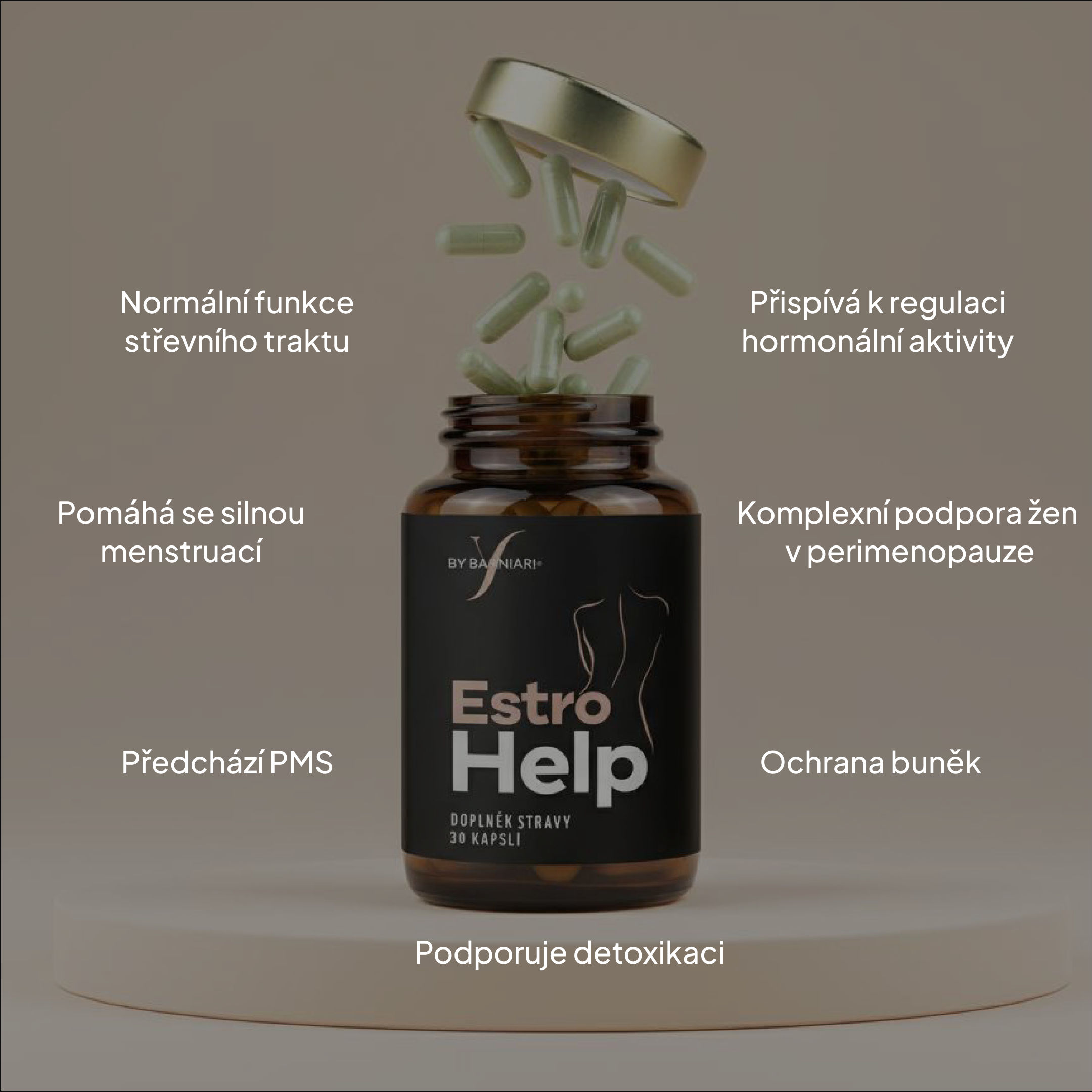 EstroHelp - produkt na bázi rostlinných látek, N-acetylcysteinu a vitamínu B6, 30 kapslí