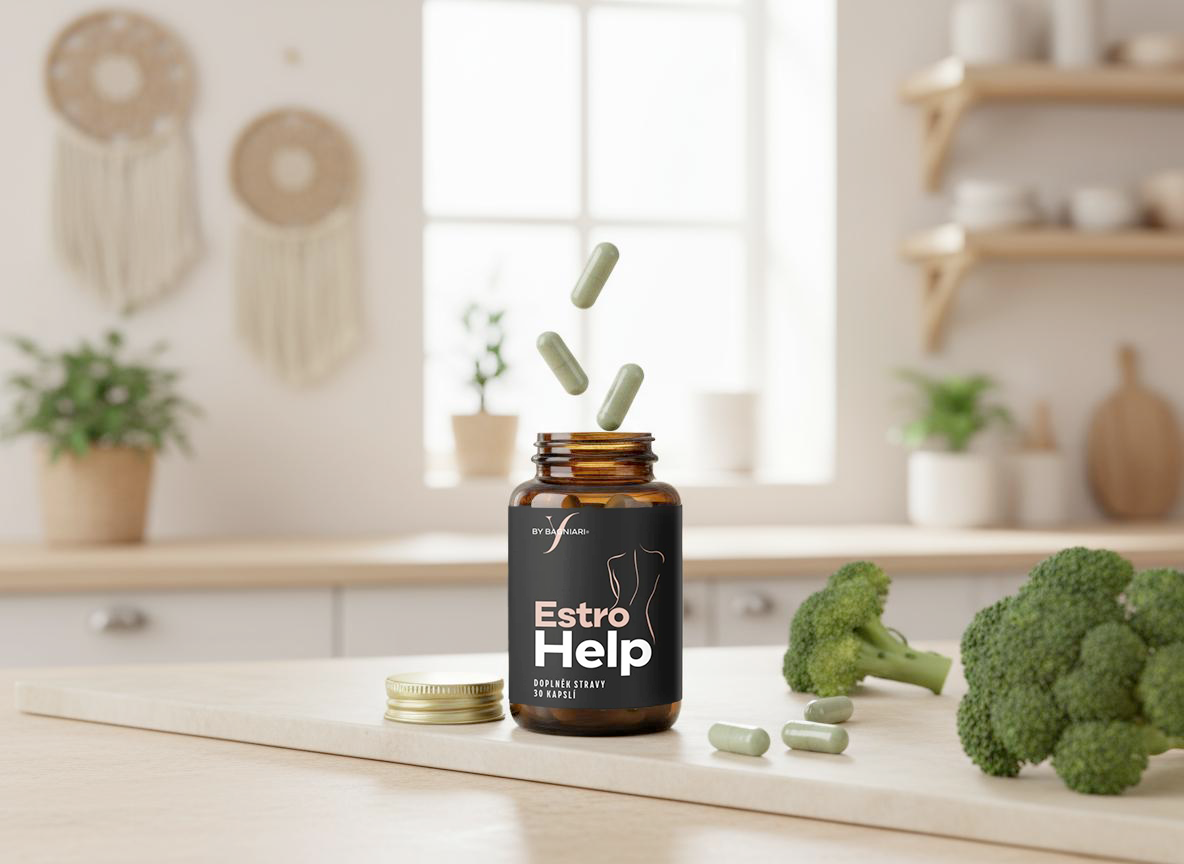 EstroHelp - produkt na bázi rostlinných látek, N-acetylcysteinu a vitamínu B6, 30 kapslí