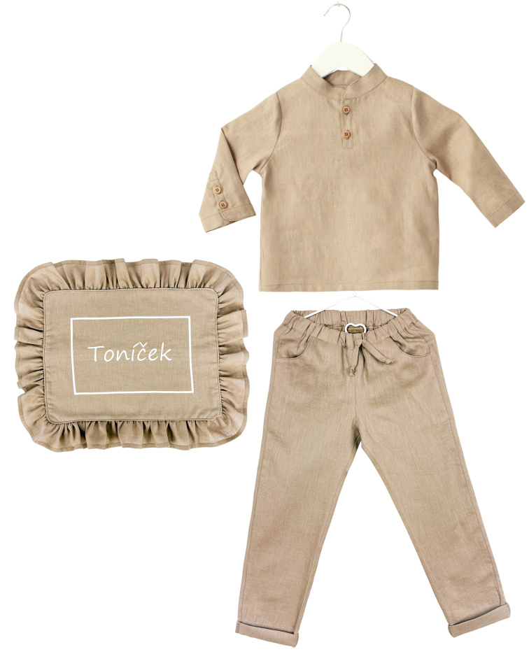 Chlapecká dárková lněná sada – béžová