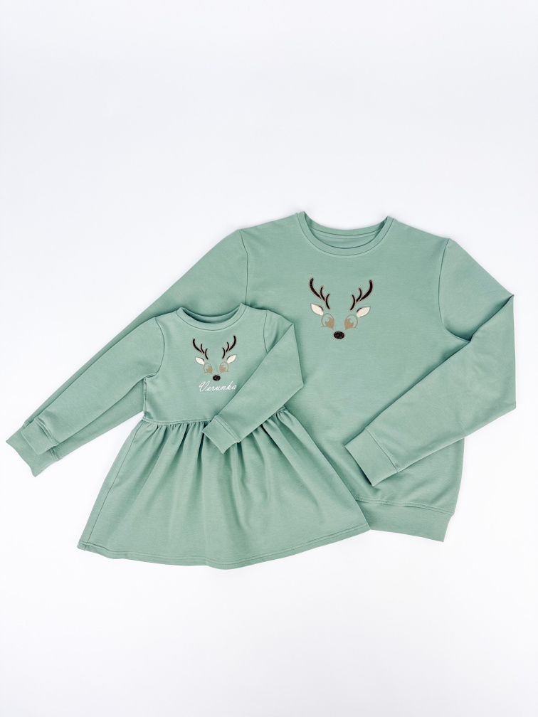 Dívčí mikinové šaty s přestřižením v pase z biobavlny - sobík