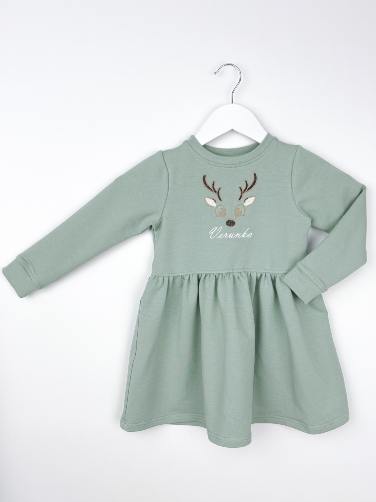 Dívčí mikinové šaty s přestřižením v pase z biobavlny - perníčky