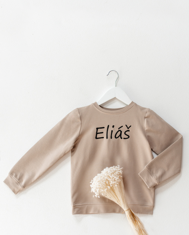 Mikina z biobavlny světlá taupe – Otisk důvěry