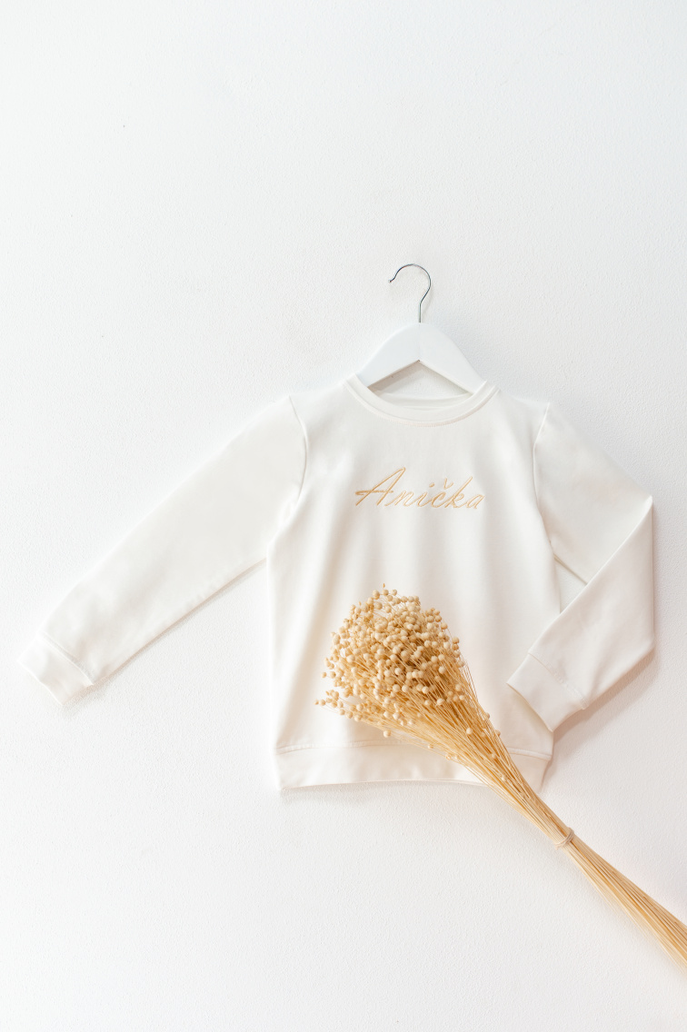 Mikina z biobavlny smetanová – Otisk důvěry