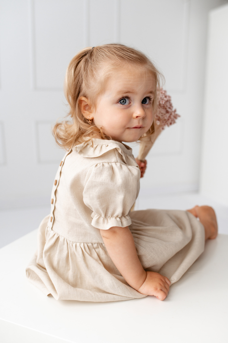 Dívčí dárková lněná sada – béžová