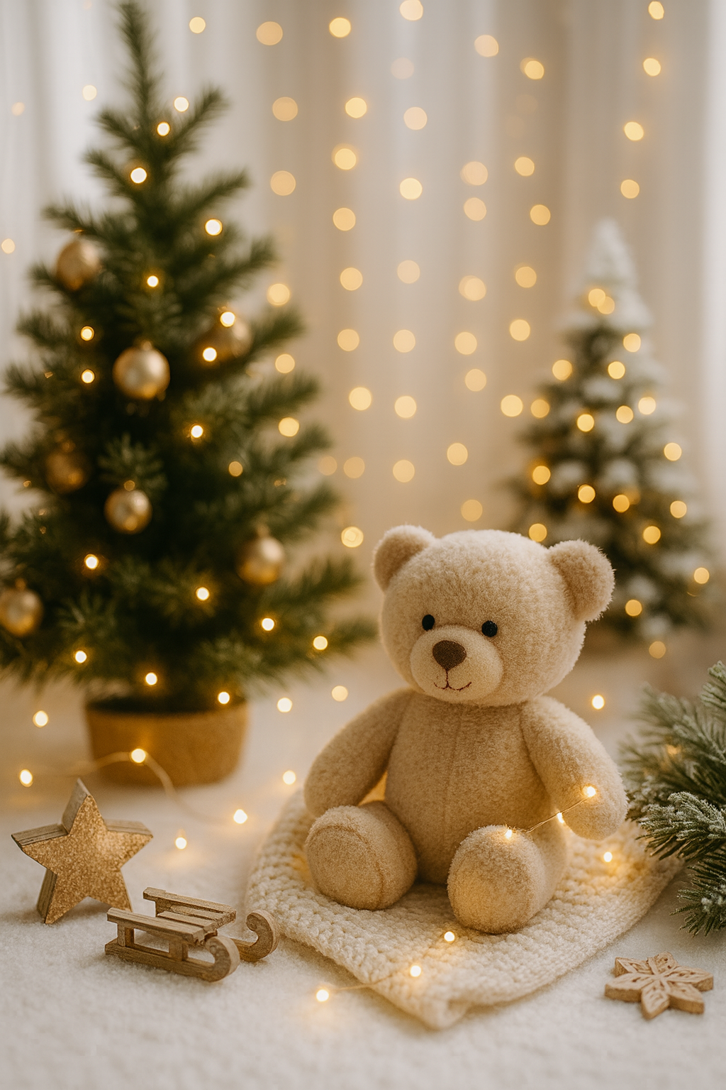 Lněné dětské šaty KOUZLO VÁNOC – hnědé