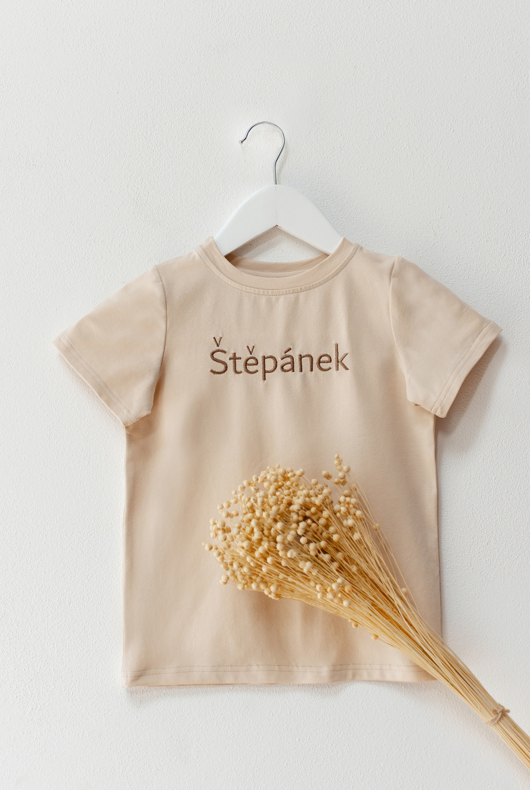 Tričko z biobavlny béžové – Otisk přítomnosti