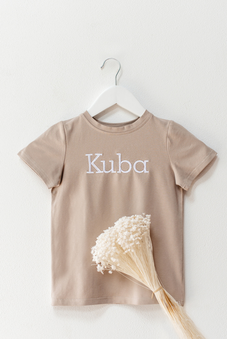 Tričko z biobavlny světlá taupe – Otisk přítomnosti