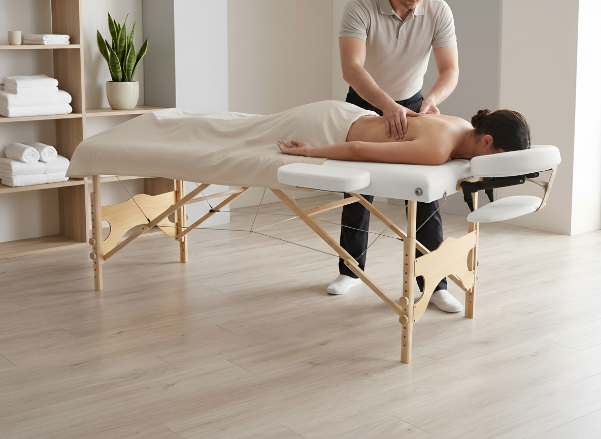 MH Star skládací dřevěné lehátko ETF50 - 76cm - bílé