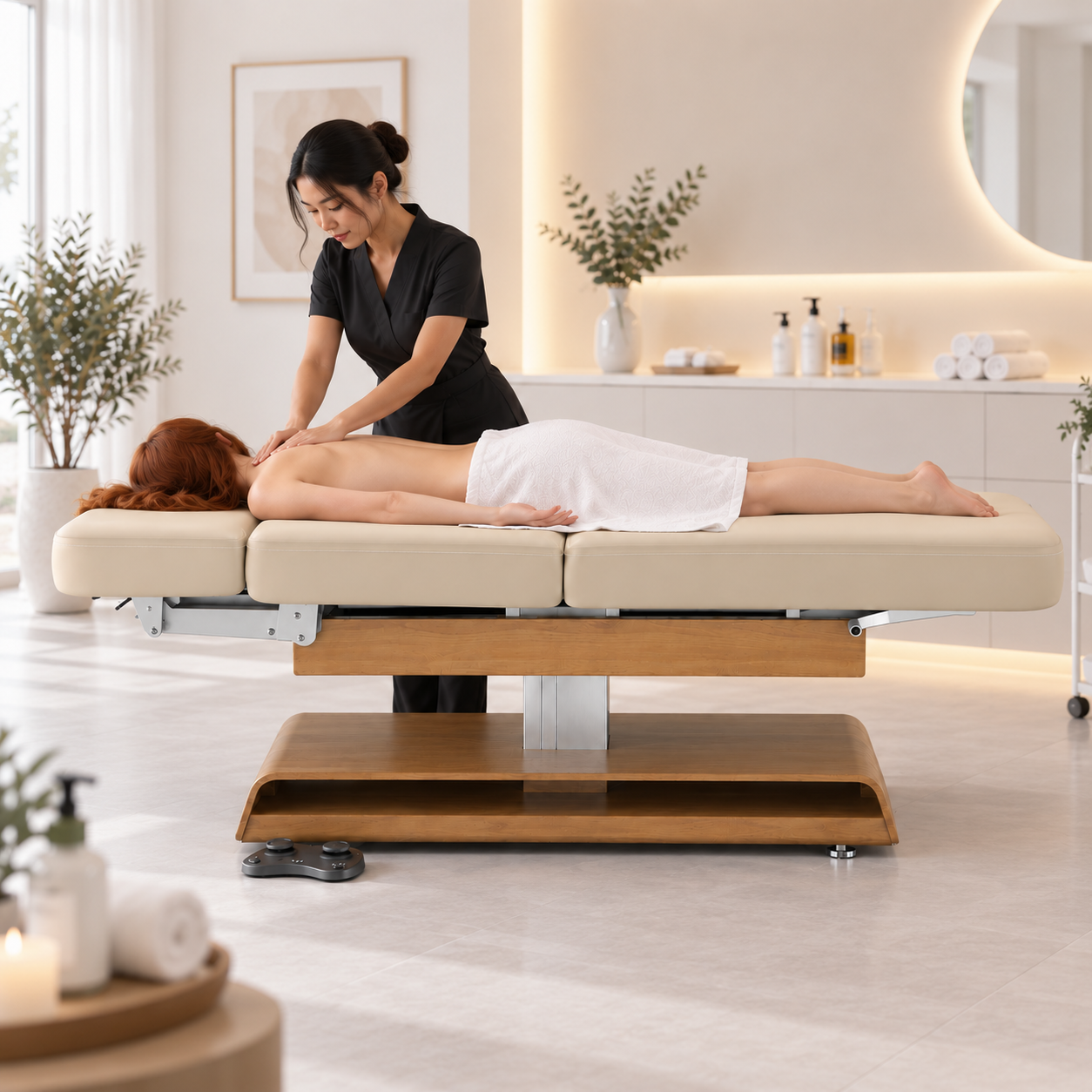 Luxusní lehátko CPS1M33 s vyhříváním – světlá konstrukce