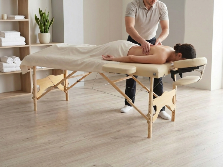 Skládací masážní lehátko MH Star ETF50 - 76cm - béžové