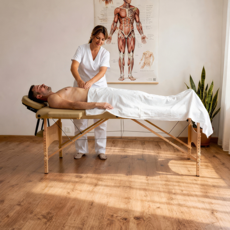 Skládací masážní lehátko MH Star ETF50 - 71cm - béžové