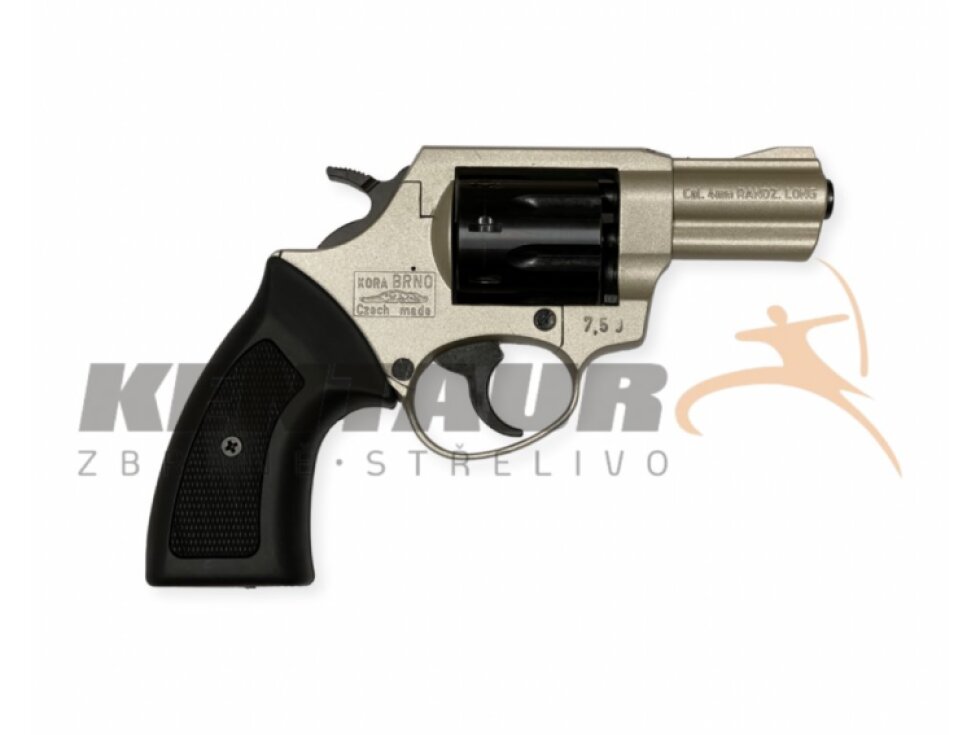 Flobertka Kora 2,5" cal. 4mm Flobert, nikl mat, černé pažbičky