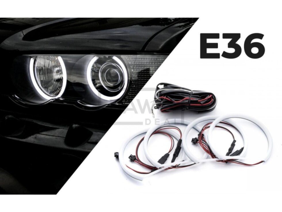 BMW E36 - LED Angel Eyes kroužky UHP Cotton Mléčné 131mm