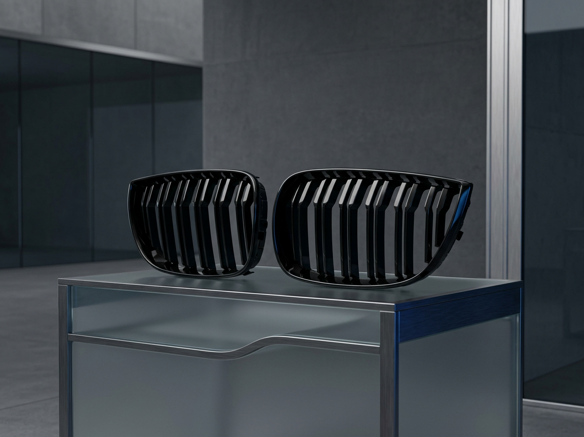 Ledvinky Dual line pro BMW E81/E82/E87/E88 04-07, přední maska, černé lesklé mřížky