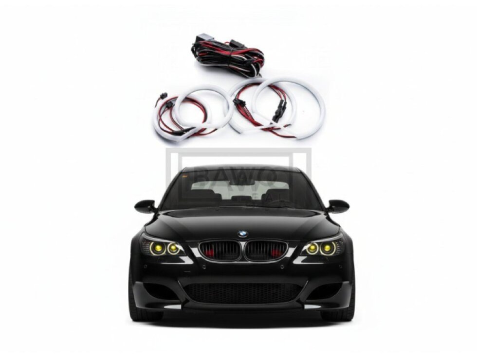 BMW E46 compact, X3 E83, E60/E61 - LED Angel Eyes kroužky UHP Cotton Mléčné 104mm 131mm