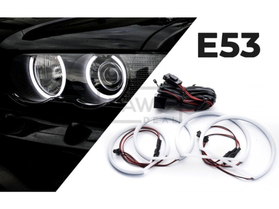 BMW X5 E53 předfacelift - LED Angel Eyes kroužky UHP Cotton Mléčné 158mm 128mm