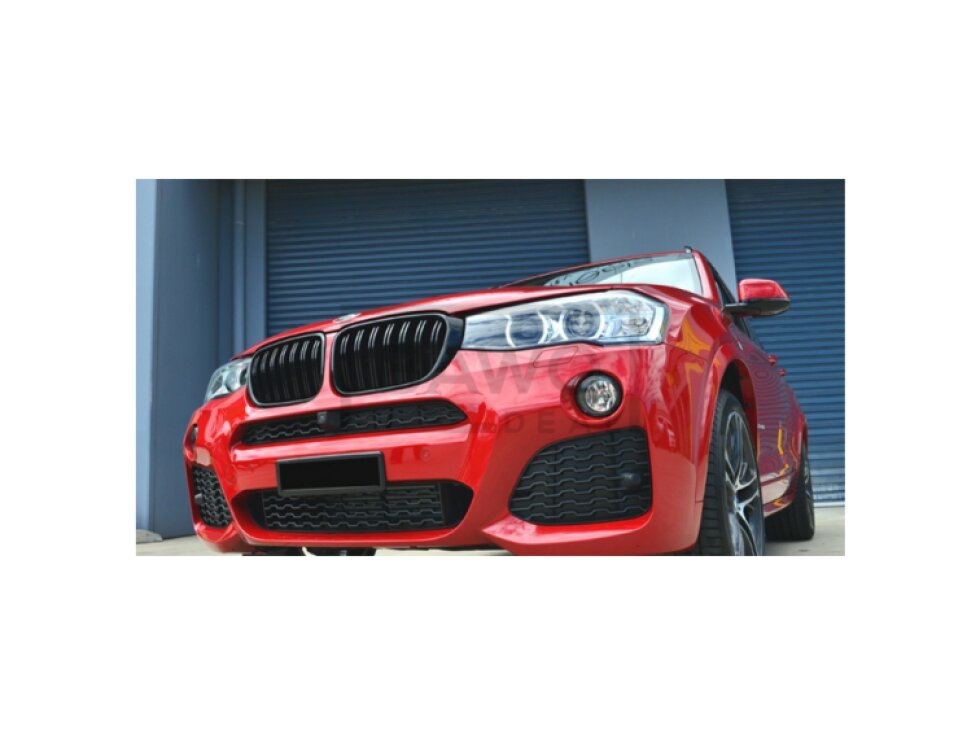 Ledvinky Dual line pro BMW X3 F25 X4 F26 14-17, přední maska, černé lesklé mřížky