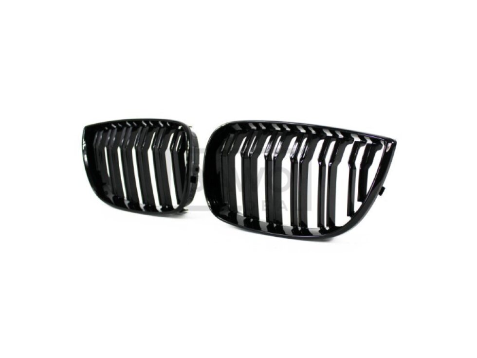 Ledvinky Dual line pro BMW E81/E82/E87/E88 04-07, přední maska, černé lesklé mřížky