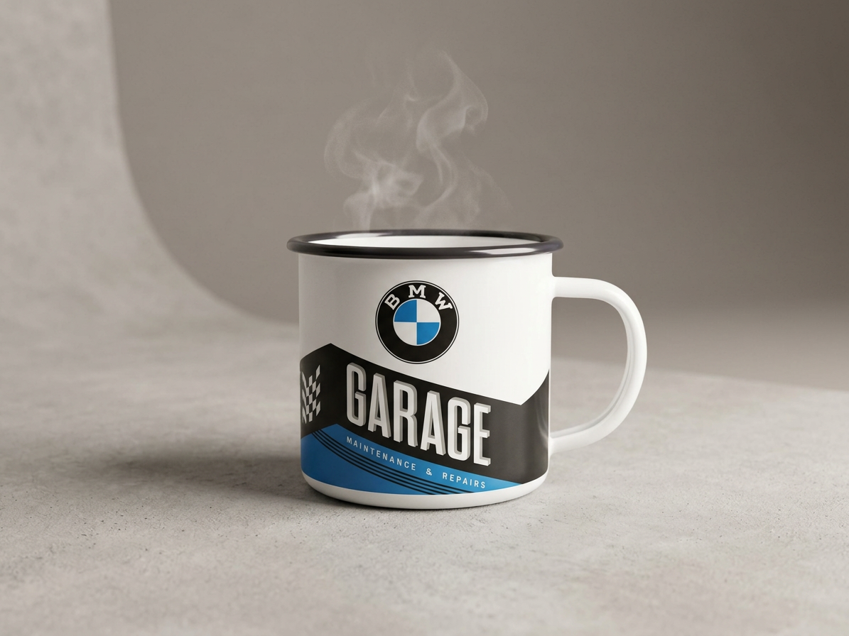 Plechový hrnek BMW Garage - plecháček BMW