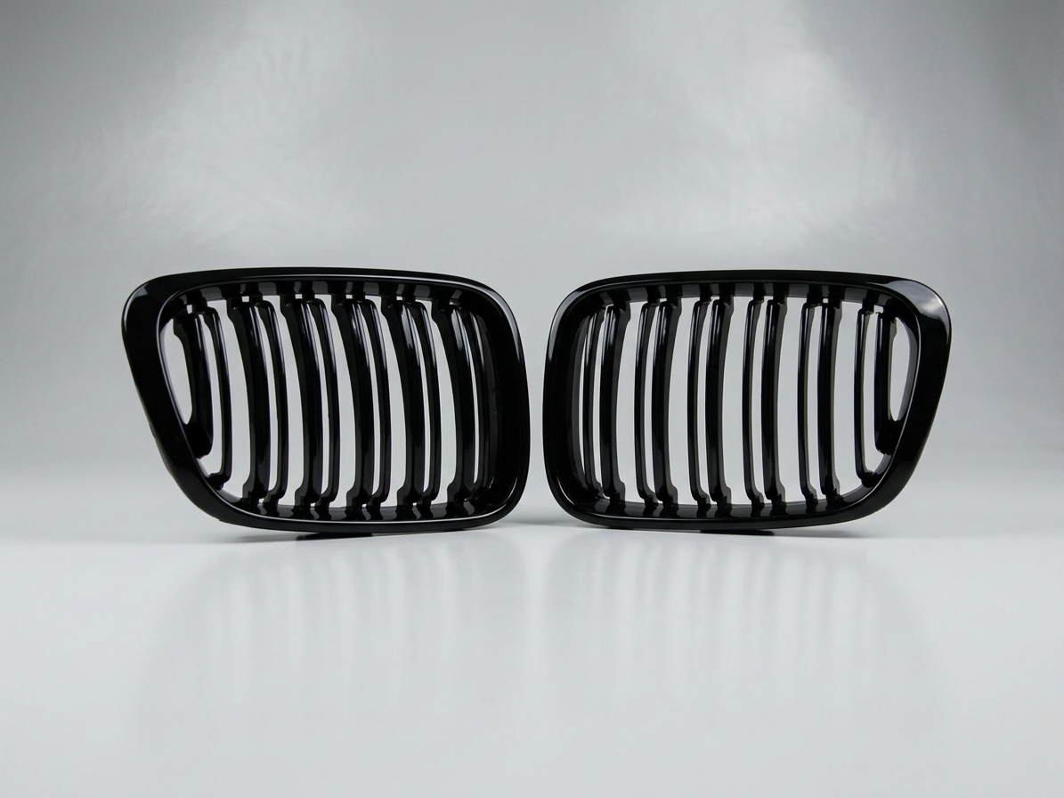 Ledvinky Dual line pro BMW E46 sedan/touring 98-01, přední maska, černé lesklé mřížky