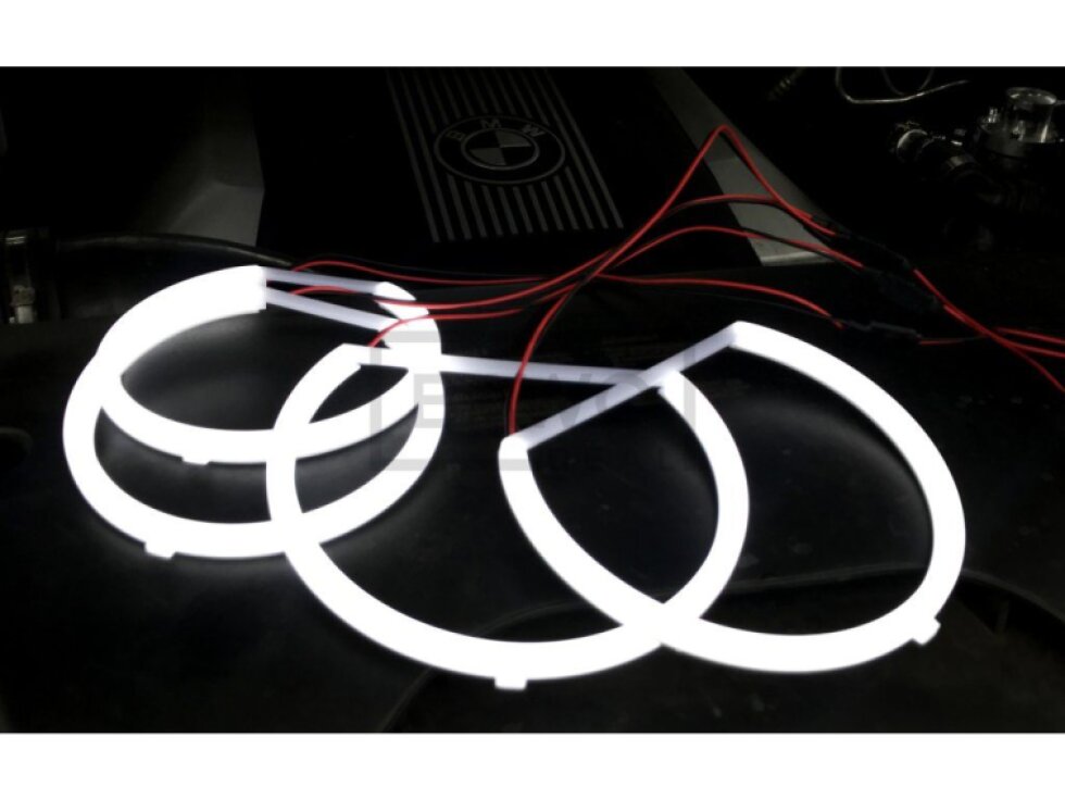 BMW E46 compact, X3 E83, E60/E61 - LED Angel Eyes kroužky UHP Cotton Mléčné 104mm 131mm