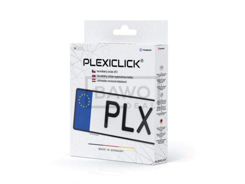 Neviditelný držák SPZ Transparent pro 2 značky - PlexiClick 110 mm