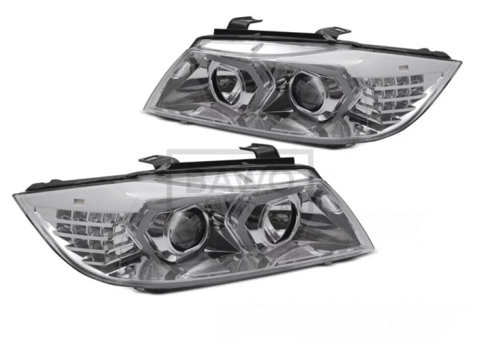Přední světla s LED pro BMW E90/E91 2005-2008 chromová