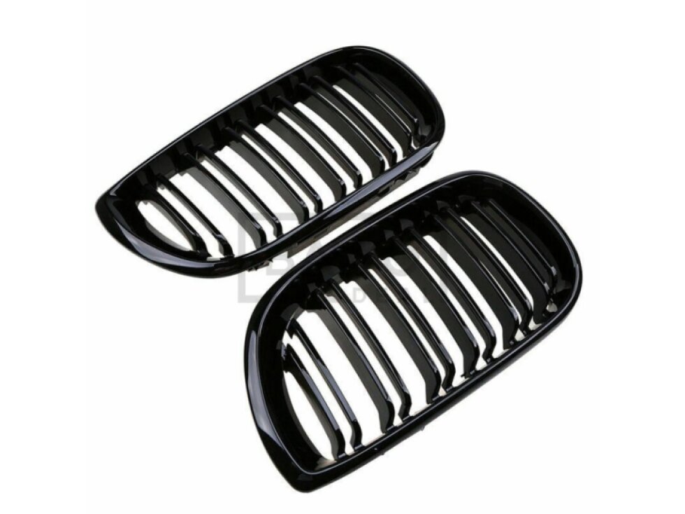Ledvinky Dual line pro BMW E46 sedan/touring 01-05, přední maska, černé lesklé mřížky