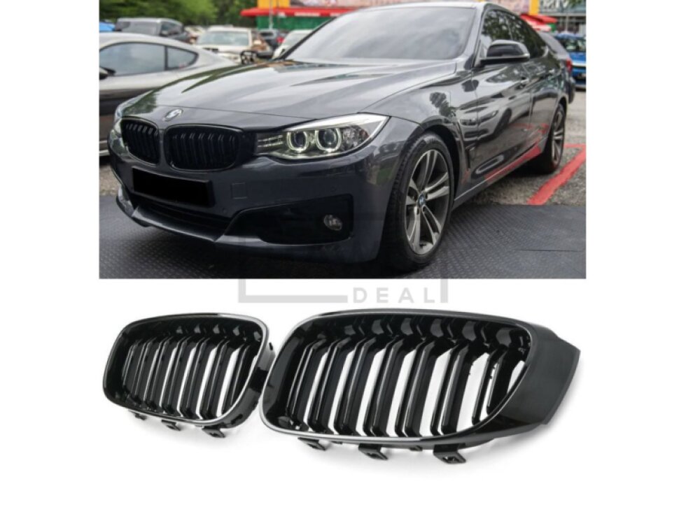 Ledvinky Dual line pro BMW F34 GT 13-19 přední maska, černé lesklé mřížky