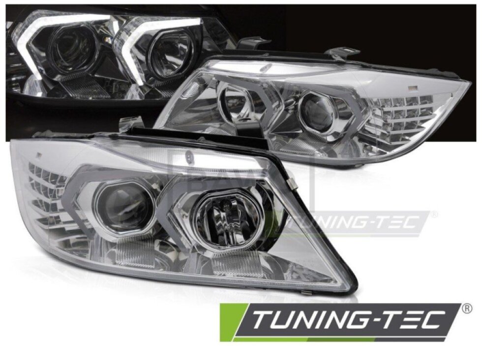 Přední světla s LED pro BMW E90/E91 2005-2008 chromová