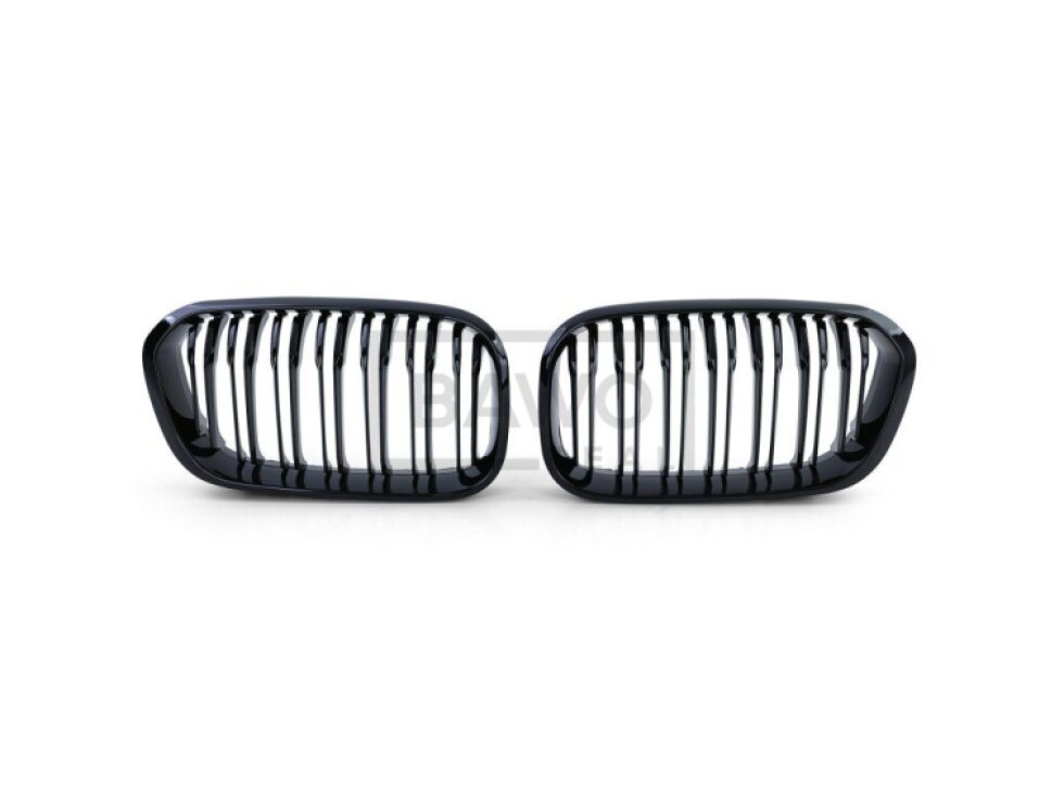 Ledvinky Dual line pro BMW F20/F21 LCI 15-19, přední maska, černé lesklé mřížky