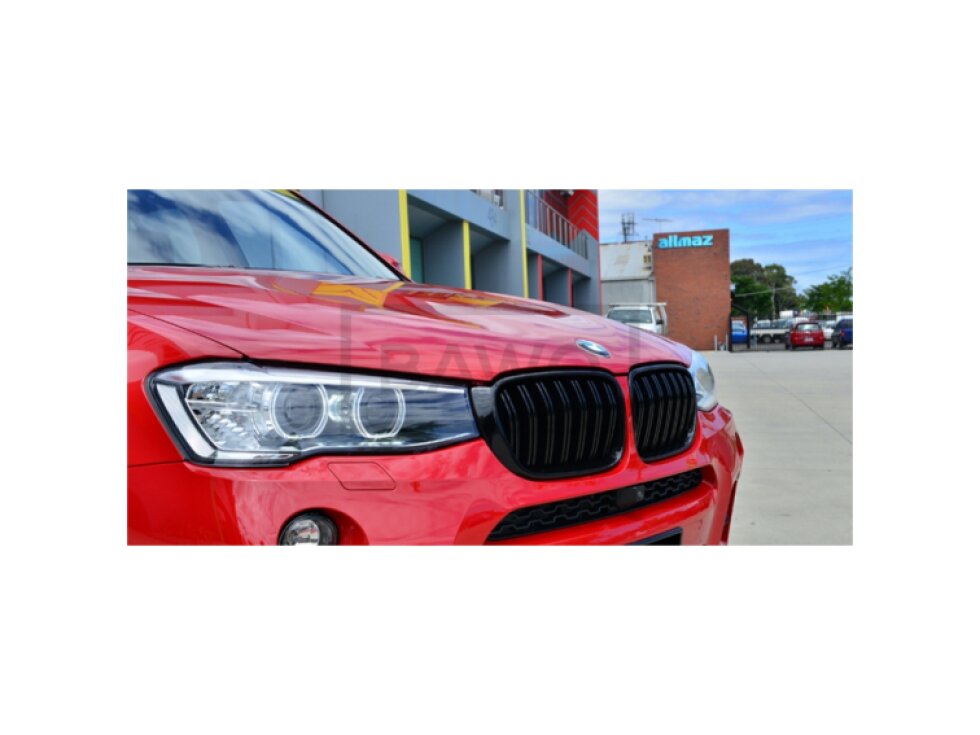 Ledvinky Dual line pro BMW X3 F25 X4 F26 14-17, přední maska, černé lesklé mřížky