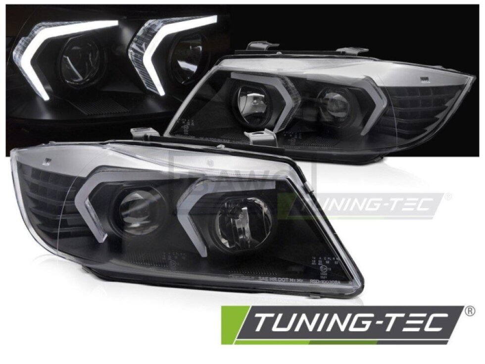 Přední světla s LED pro BMW E90/E91 2005-2008 černá
