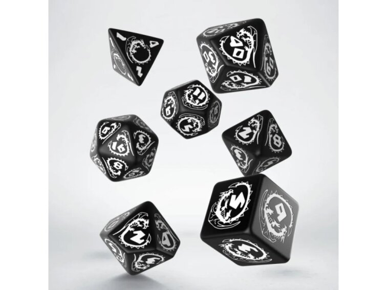 Sada dračích kostek - Černo bílá