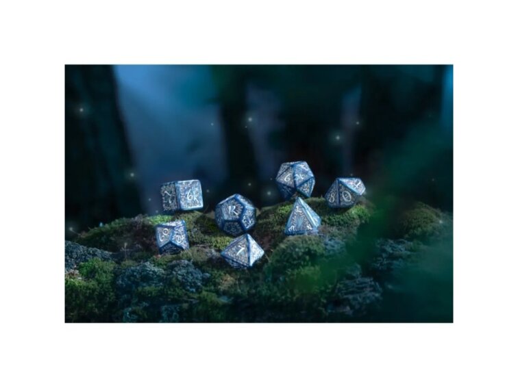 Sada elfských kostek - vznešené barvy - Modro stříbrná