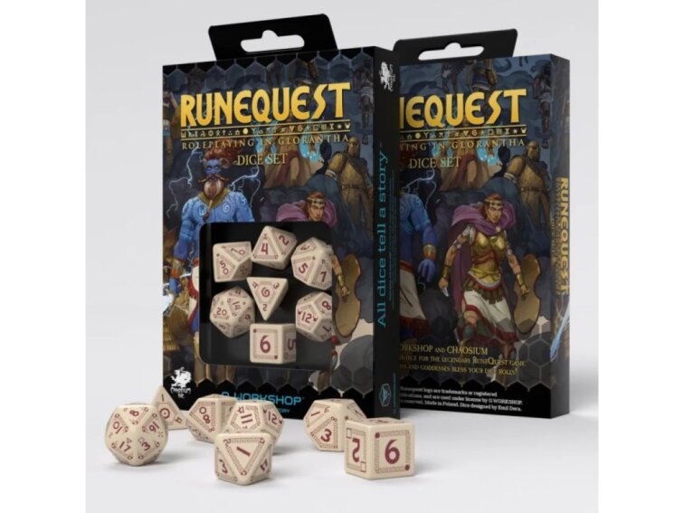 Sada kostek RuneQuest - Beige & burgundy