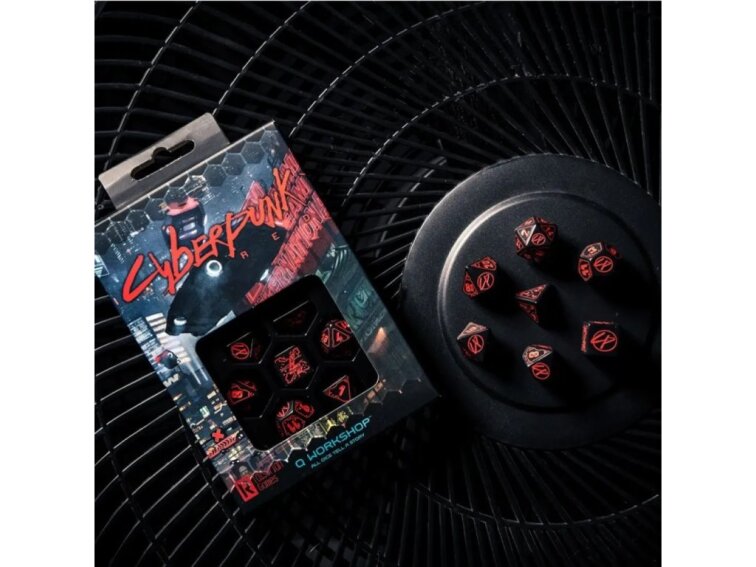 Sada kostek - Cyberpunk Red - Černo červená