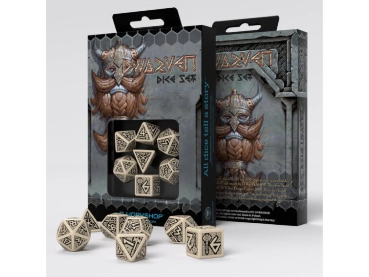 Sada trpasličích kostek - Béžovo-černá